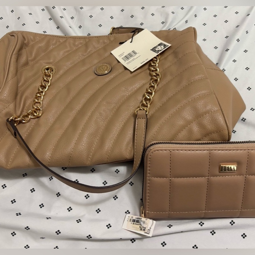 (NEW With Tags) Kaki/Beige Anne Klein Duffle Bag and BEYA Wallet Bundle / lot